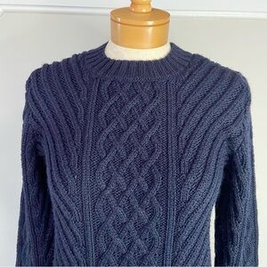 SAOL Ireland Aran Tunic Sweater Navy Wool Blend Women’s Small New with Tags